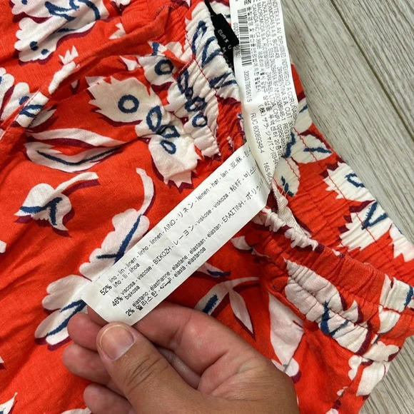 Zara Linen Blend Floral Printed Pants Trousers High Rise Wide Leg Size Small - Picture 8 of 16